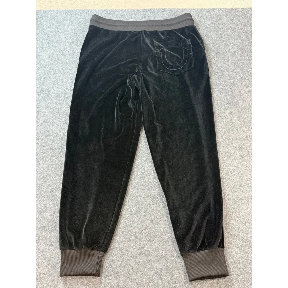 True Religion Calli TR Jogger Men Medium Black Great Condition Velvet Gold Logo